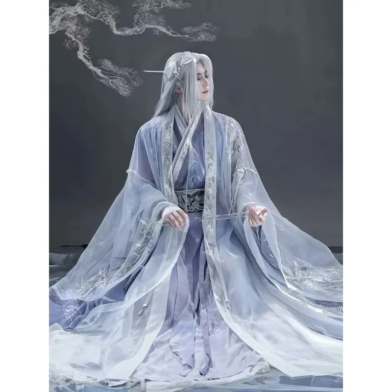 

2026 New Hanfu Men&Women Purple Hanfu Vintage Embroidery Hanfu Suits Adult Halloween Cosplay Costume Carnival Suit Size 3XL