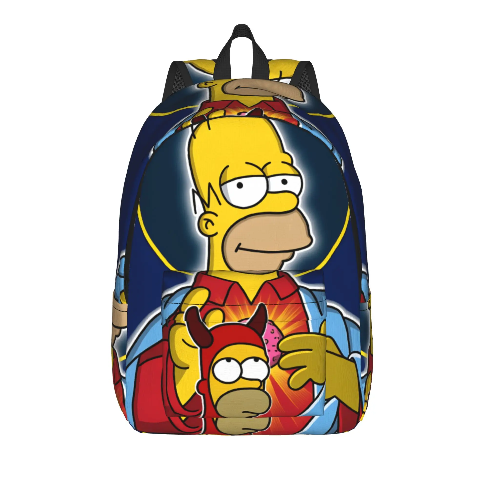 Homer S-Simpsons Saint vs Devil Parody Backpack  Female Polyester Travel Backpacks Soft Kawaii School Bags Rucksack