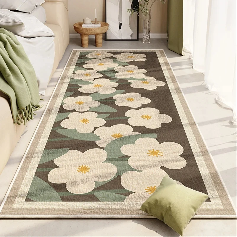 VIKAMA Blanket Ins Style Simple Small Fresh Flower Carpet Personalized Creative Crystal Velvet Bedroom Non-slip Footpad
