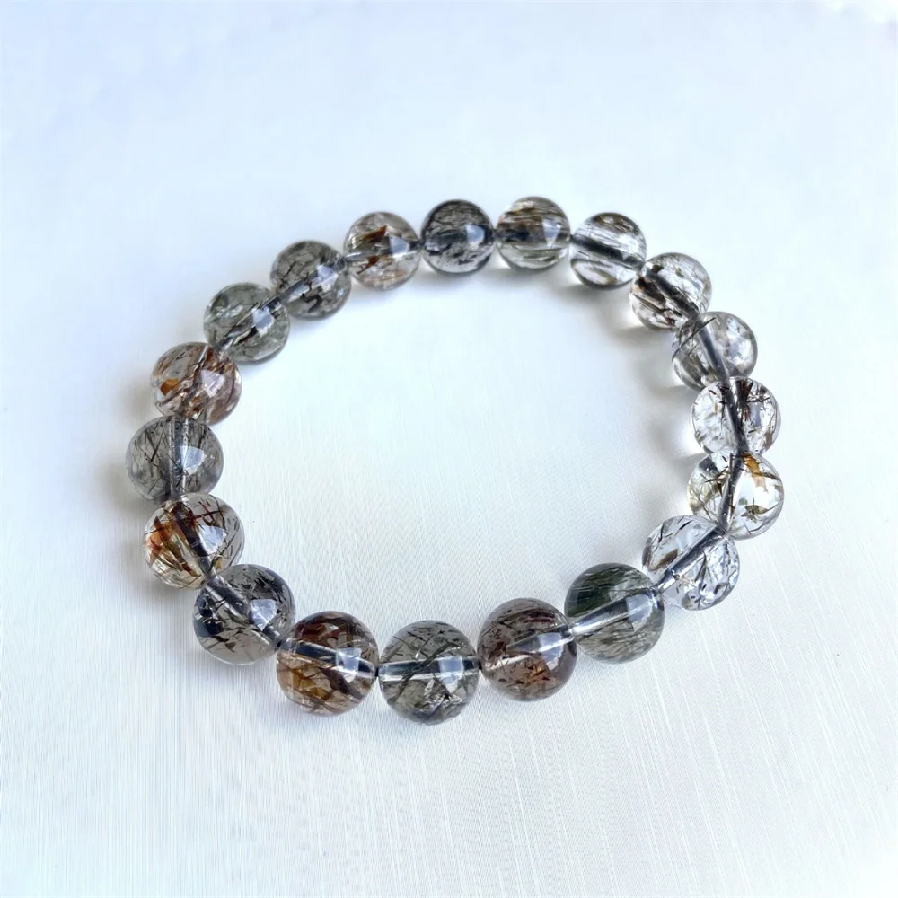 

Natural White Water Black Gold Super Seven Hair Crystal Bracelet Men And Women Fashion