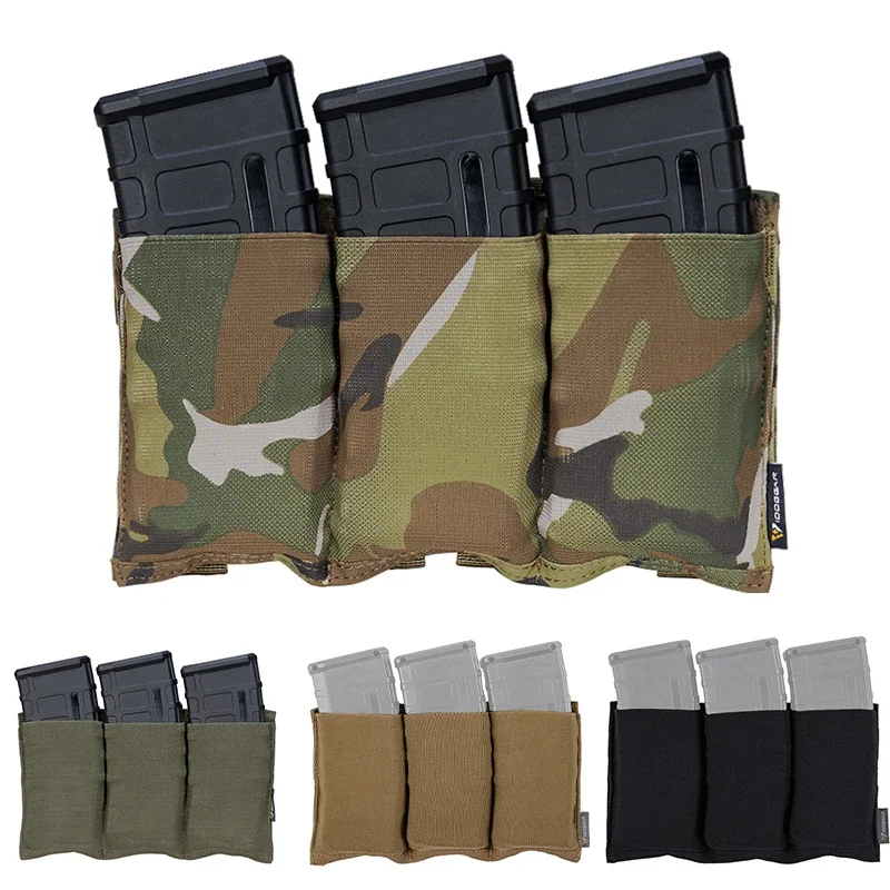 

IDOGEAR Hunting Tactical Triple 556 Magazine Pouch Fast Draw MOLLE Mag Carrier Open Top Airsoft Accessories