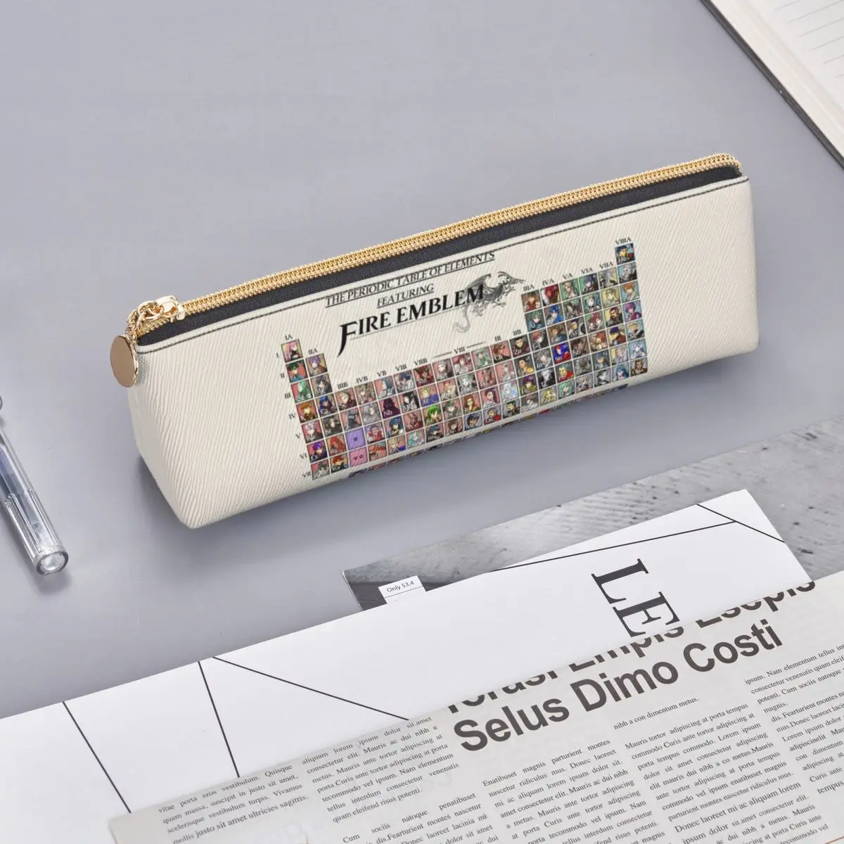 Periodic Table Fire Emblem Pencil Case for Boys Girls School Pen Box Pencil Bag Stationery Supplies Pen Holder Bag
