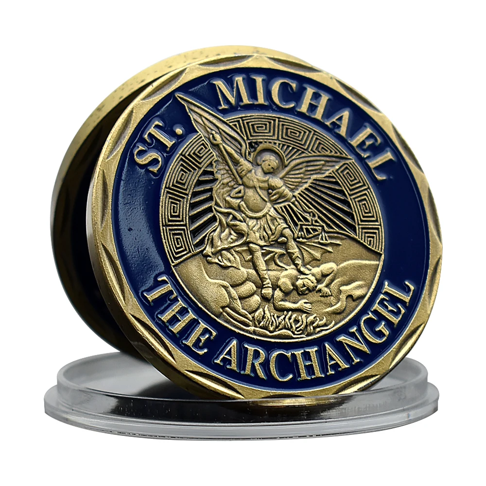 St Michael Archangel Metal Challenge Coin Our Fallen Officer Patron Saint Honor Badge Commemorative Medal Art Craft Collection