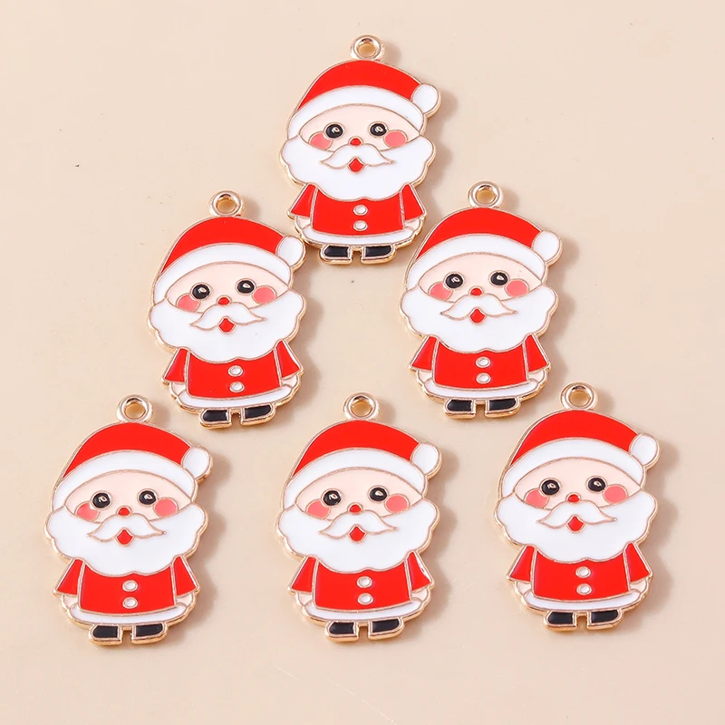 20 Stück 17x29mm Cartoon Emaille Weihnachtsmann Anhänger für Schmuckherstellung, Ohrhänger, Halsketten, DIY Bastelbedarf – Detail 6