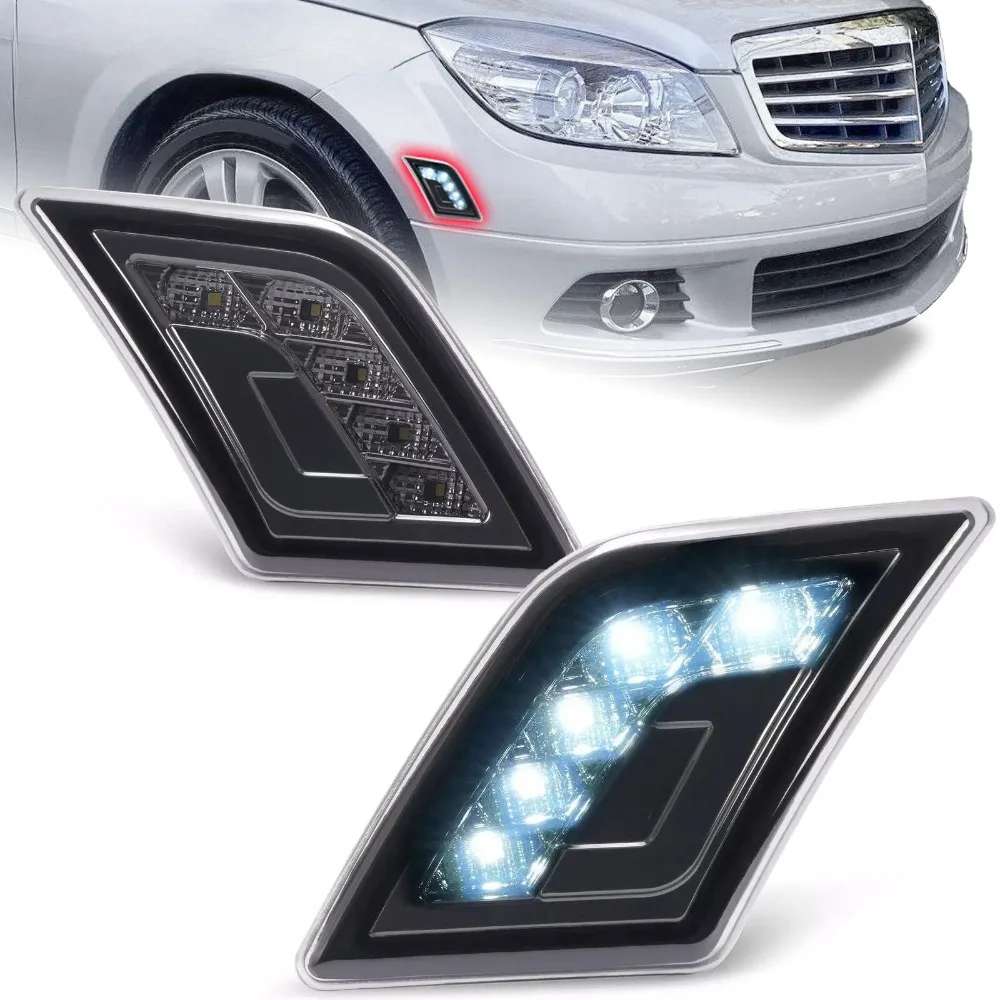 For Mercedes-Benz C300/C350/C63 AMG 08-11 LED Smoke Side Marker Corner Lights