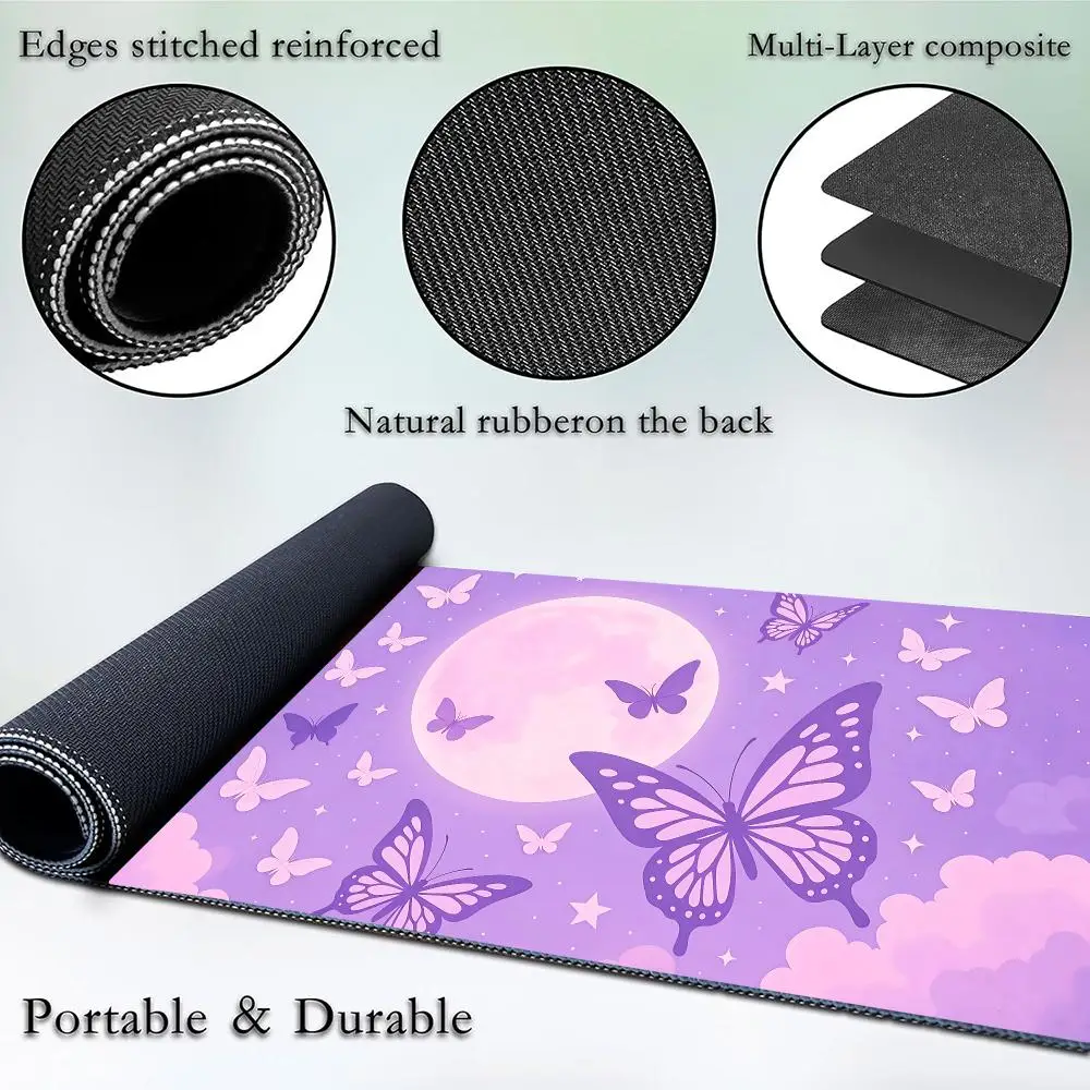 Pink Moon Butterfly Stars Cloud Gaming Large Mousepad XXL Mouse Pad Electronic Sports Keyboard Pads PC Accessorie Rubber Mats