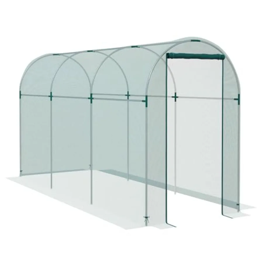 

Garden fruit cage tent with zippered door, galvanized steel frame, green netting cover for plant protection in yard and lawn