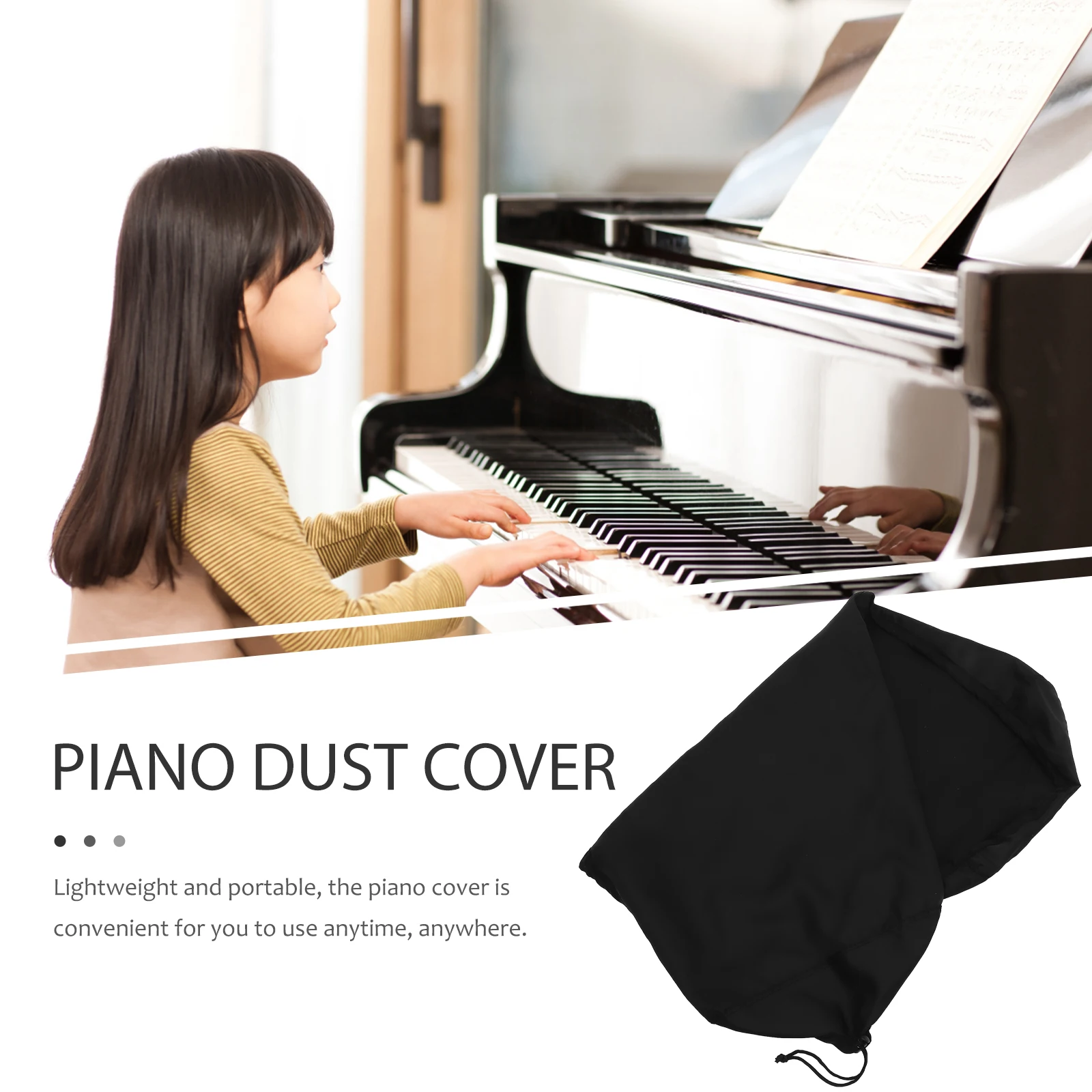 

61 Keys Digital Piano Cover Black 61 Key Keyboard Dust Protector Cotton Material Waterproof Dirtproof Portable Elegant Long Life