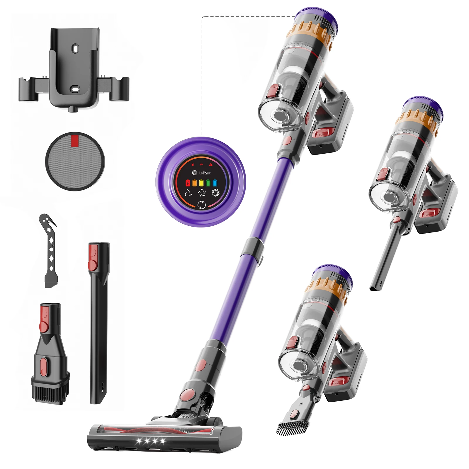 Lefant V1 Kabelloser Handstaubsauger 40KPA Saugkraft, Großer Touchscreen, für Tierhaare/Teppich/Hartböden