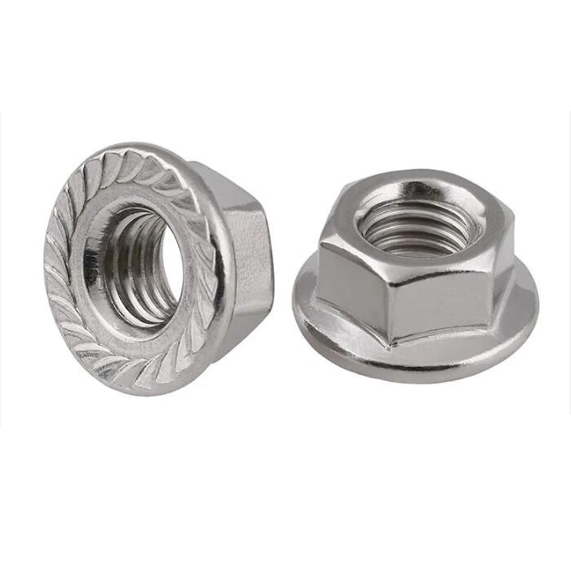 DIN6923 M3 M4 M5 M6 M8 M10 Stainless Steel 304 Hex Head Serrated Spinlock Flanged Nut Lock Nuts