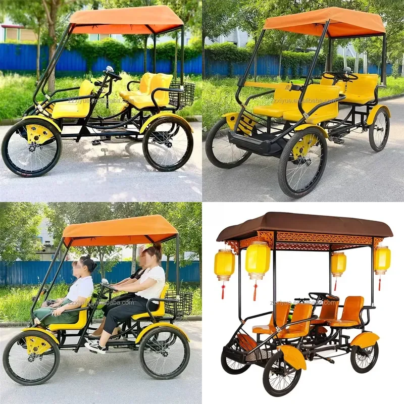 Stable Four Seat Family Bike for Park Tours Heavy Quad Cycle with Smooth Steering Spacious Multi Rider Bicycle for Group