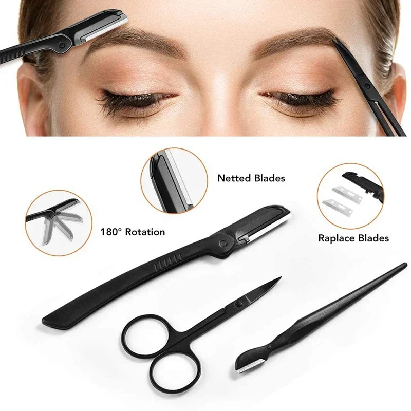 EyeblogugTrimmer Set, Rasoir, Grattage, EyeblogugComb, Ciseaux à pince, Pince à épiler, Ensembles d'outils de maquillage, 2-17 Pcs