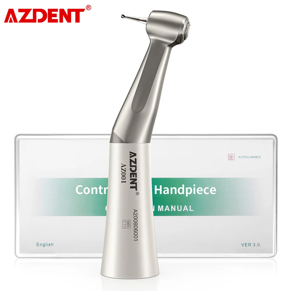 AZDENT 1:1 Dental Low Speed Contra Angle Handpiece External Water Spray Push Button Chuck for 2.35mm Bur Connect E-Type Coupler