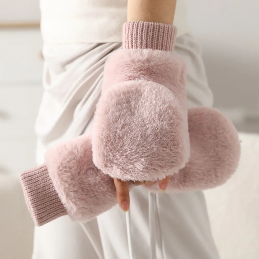 New Warm Gloves Knitted Cuffs Button Closure Fingerless Mittens Solid Color Fingerless Winter Gloves Cold Weather