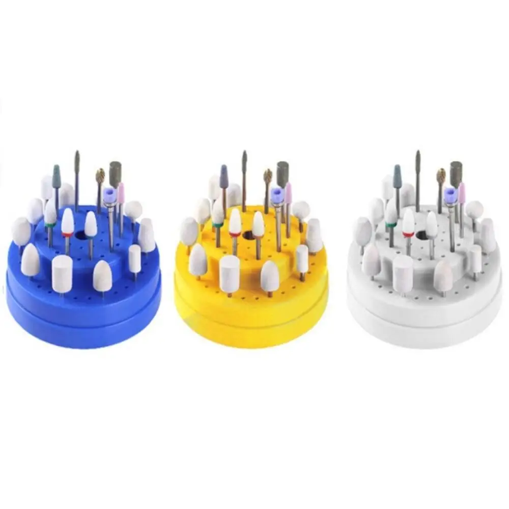 

3 Colors 60 Holes Nail Art Drill Bits Empty Storage Box Holder Stand Display Container Manicure Accessories Acrylic Cover Tools