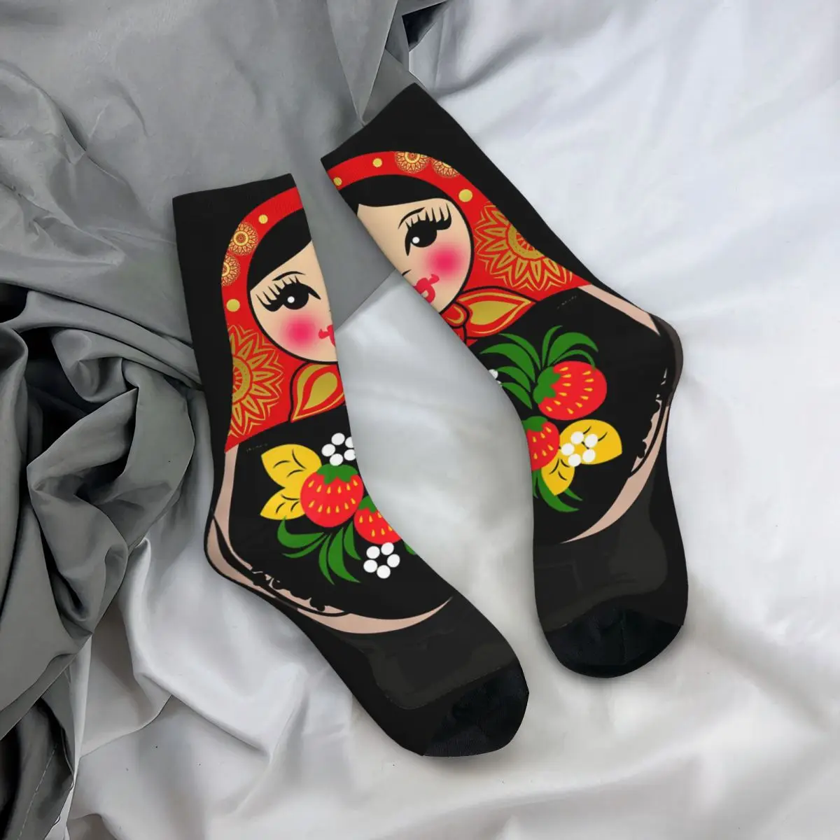 Hip Hop Vintage Classic Crazy Men\'s Socks Unisex Russia Matryoshka Art Culture Harajuku Seamless Printed Crew Sock Boys Gift