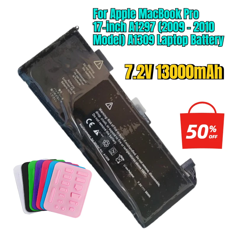 

7.2V 13000mAh for Apple MacBook Pro 17-inch A1297 (2009 - 2010 Model) A1309 Laptop Battery
