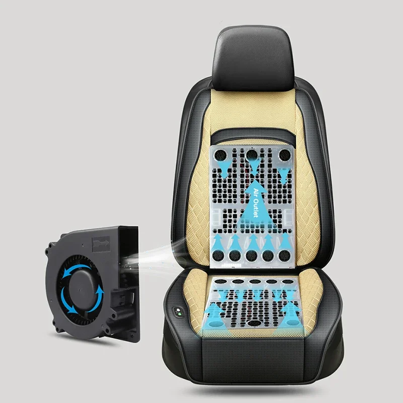 

Car Ventilated Cooling Massage Seat Cushion For All Cars Automotive Adjustable Temperature 8/16/24 Vans Functional Powerful