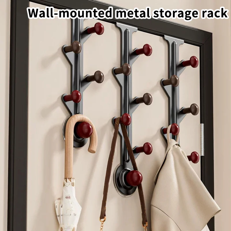 

No-Drill Wall Mount Organizer, Multifunctional Hook Rack for Keys, Hats & Coats, Space-Saving Bedroom & Entryway Storage
