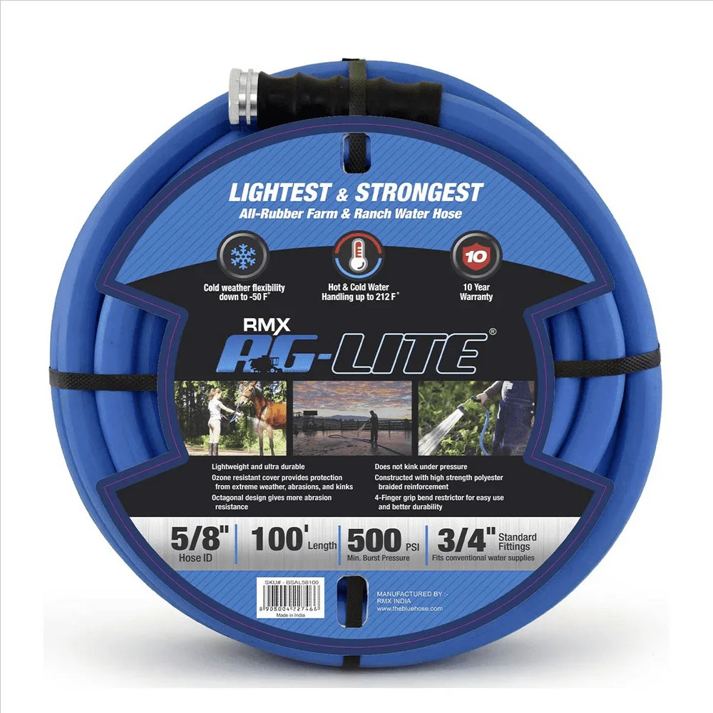 

Bsal58100 Ag-Lite 5/8"" X 100' Hot/Cold Water Poly Braided Rubber Hose