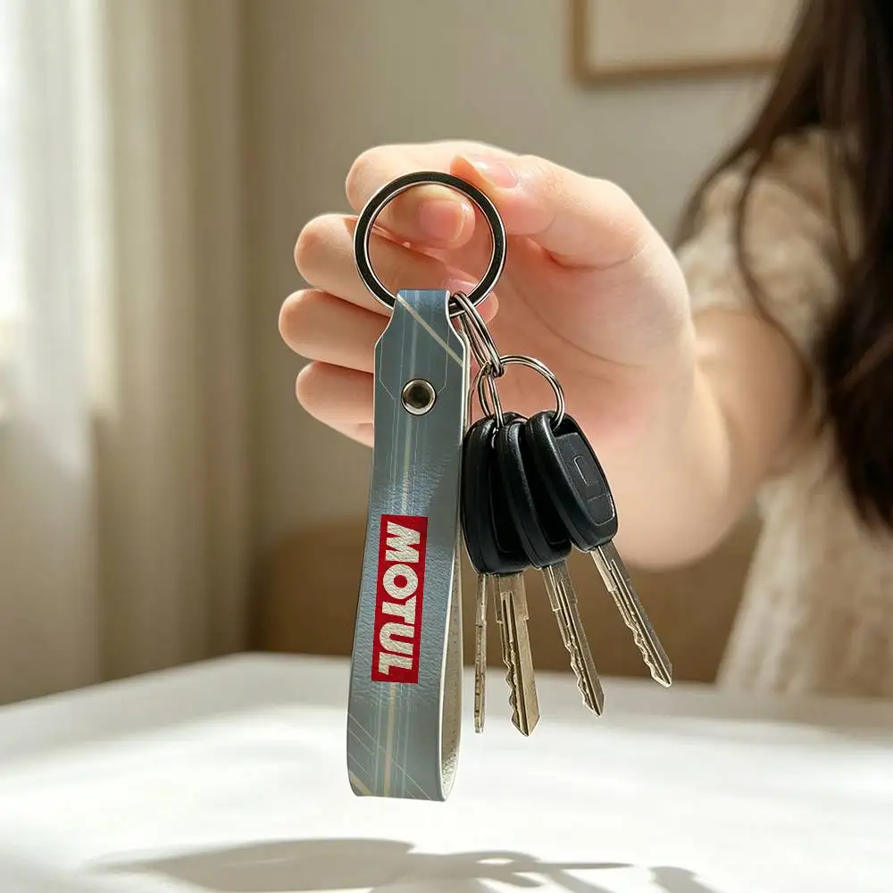 

Fashion For Motul High Quality PU Leather Moto Keychain Vintage Style Key Pendant For Scooter Motocross