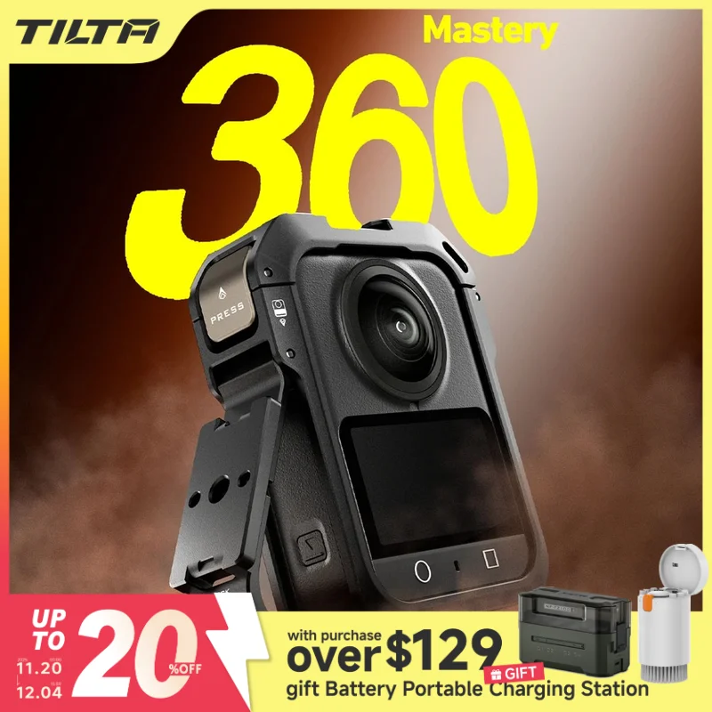 TILTA for DJI Osmo 360 Camera Cage Horizontal Mounting Kit Metal Frame with Silicone Lens Protector Accessories TA-T89-A-B