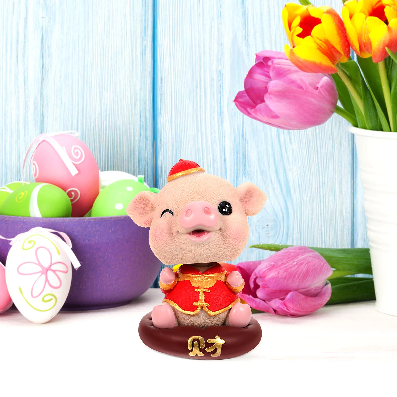 

1Pcs Chinese Style Resin Cartoon Pig Decoration Home Office Desktop Ornament Zodiac Crafts Animal Crafts Resin Adornment