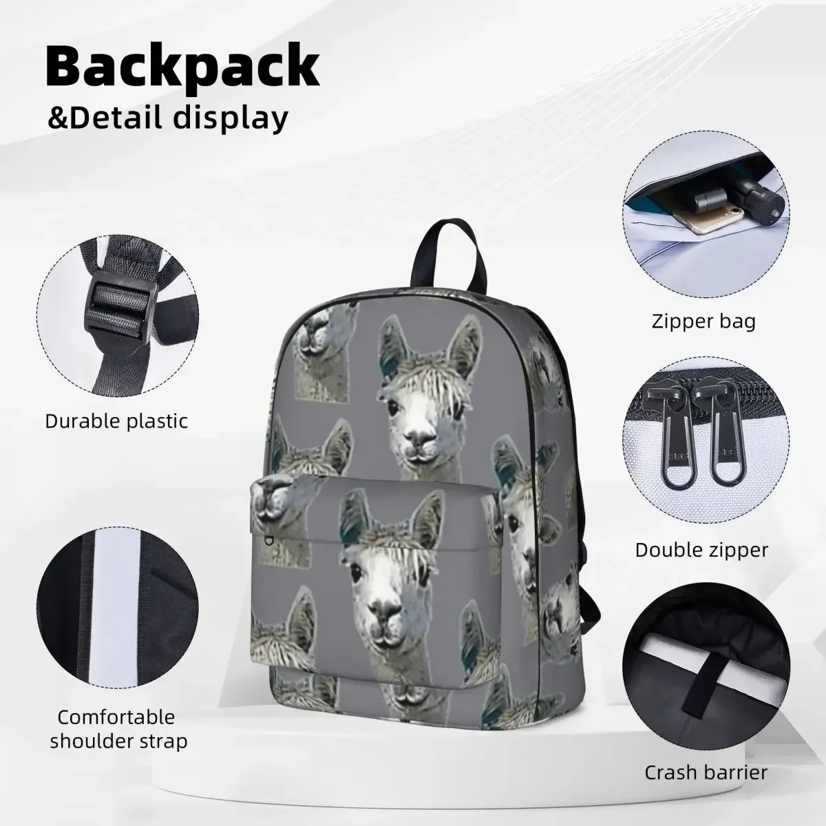 Alpaca Alpakka Alpaka Alpaga Woman Backpacks Boys Girls Bookbag Waterproof Children School Bags Portability Travel Rucksack