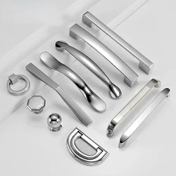 Nickel Brushed Cabinet Handle Simple Aluminum Alloy Cabinet Door Handle Furniture Drawer Square Zinc Alloy Single Hole Handle
