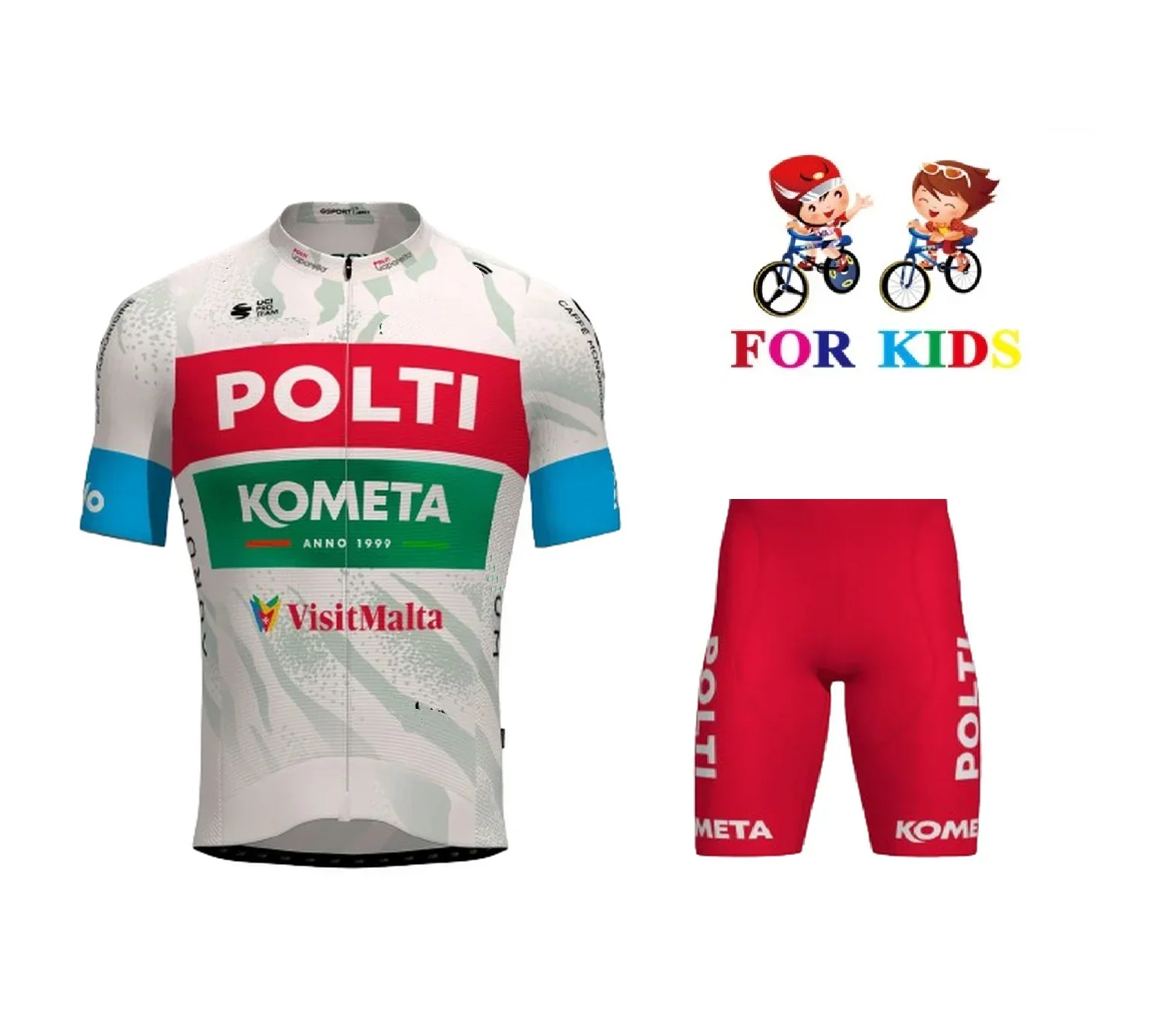 KID'S 2024 POLTI KOMETA TEAM Children Cycling Jersey Short Sleeve Bicycle Clothing With Shorts Ropa Ciclismo