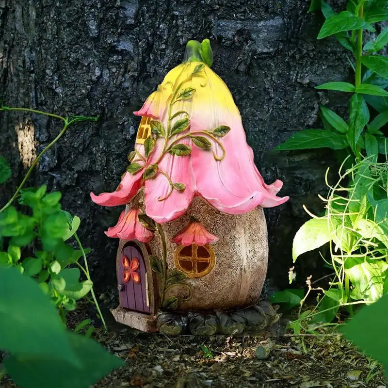 Wooden Miniature Fairy Gnome 2D Fairy Door Windows Door Figurines Lawn Ornament Garden Decoration Outdoor Kids Gift