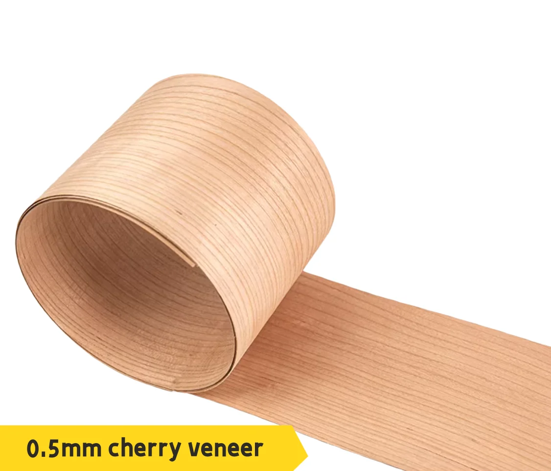 Thickness:0.5mm Natural Cherry Straight Grain  Wood Veneer Sheets Furniture Decoration Veneer