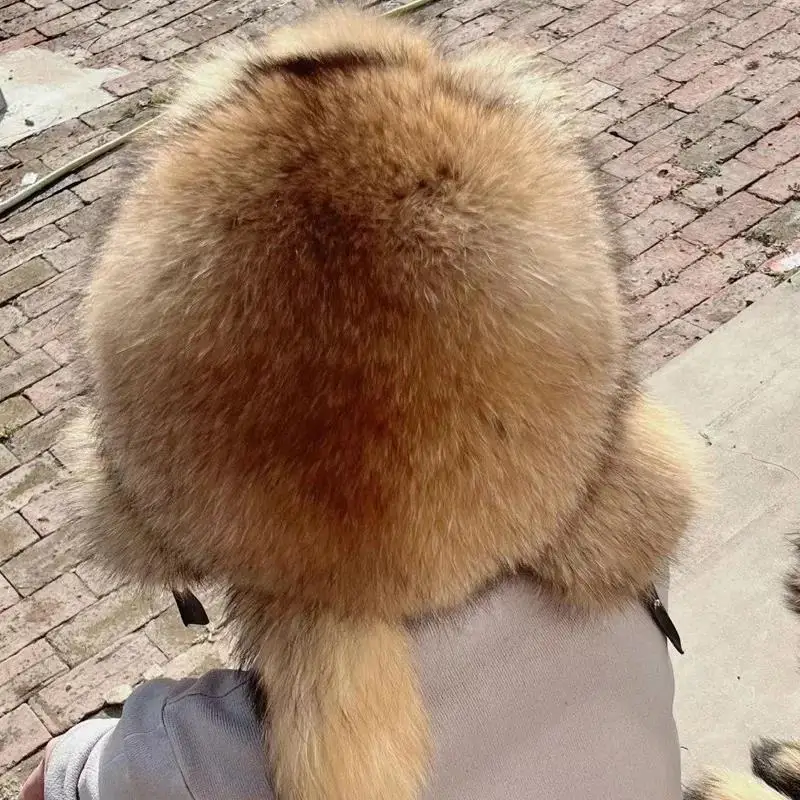 حار روسيا الرجال ريال فوكس الفراء مجموعة قبعة الشتاء الفراء قبعة الساخن Genunie الراكون الفراء جديد الرجال أصيلة رسمية الصلبة الفراء Caplets قبعة