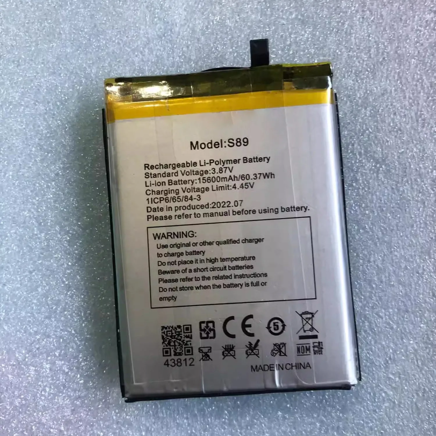

S89 15600mAh 3.87V Battery For WP15 Smartphones
