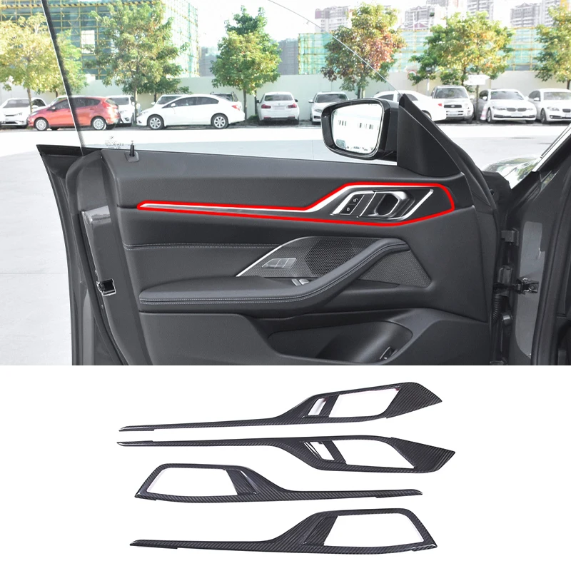 

For BMW 4 Series G26 2022 Carbon Fiber Car Inner Door Panel Cover Stickers Interior Trim Anti-scratch Decoration Accessories