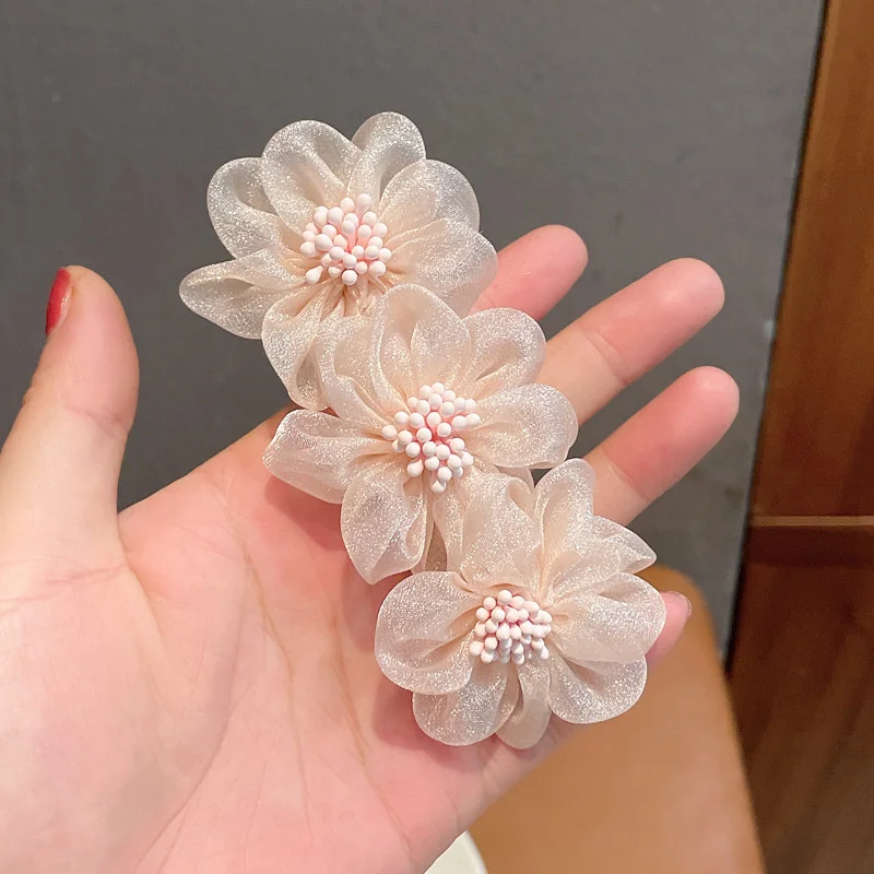 Women Flower Camellia Hairpins Barrettes Spring Hair Clip Bands  Wedding Girls Ponytail Hair Accessories Hairstyling Hairgrip