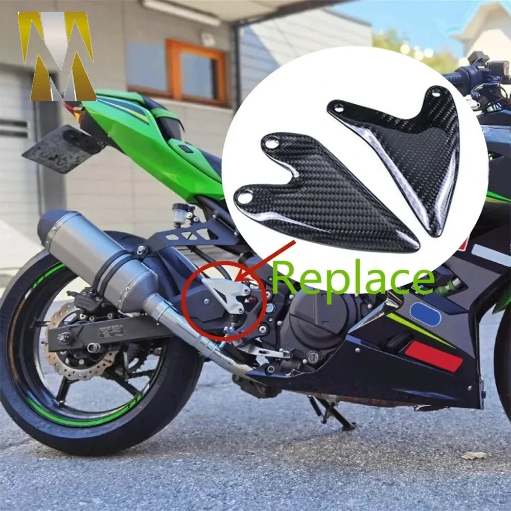 

Motorcycle Carbon Fiber Heel Plate Guard Footpeg Footrest For Kawasaki Ninja 500 2025 Ninja 400 Z400 2018-2023