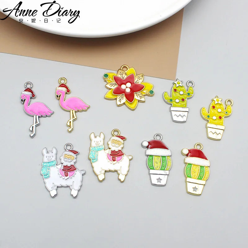 20 Pcs/lot Fashion Santa Flamingos Pendant Making Accessories Charms For Women, Earrings/Necklace Handmade DIY Jewelry Wholesale