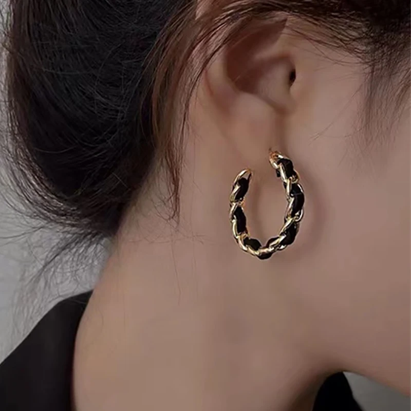 Foxanry 1 Pair Bicolor Lines Crossed Geometric Earrings For Women Exaggerated Simple Trendy Ear Needle Jewelry Gifts Wholesale