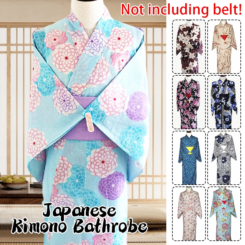 Lady Kimono Bathrobe Gown Japanese Traditional Formal Dress Evening Party Robe Gown Without Belt Yukata Tourism Cosplay Costume