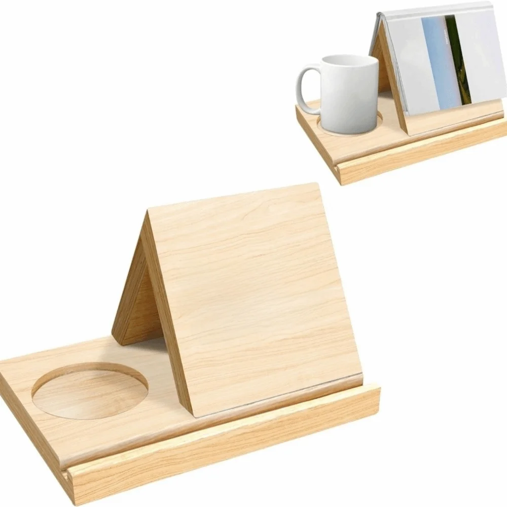 Multi-Functional 2 in 1 Wood Book Stand Reading Triangle Reading Stand Tablet Stand Office