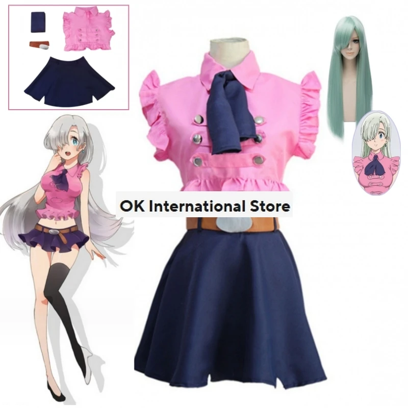 Anime The Seven Deadly Sins Elizabeth Liones Cosplay Summer Dress Girls Pink Dress Uniforms Halloween Party Dress Women