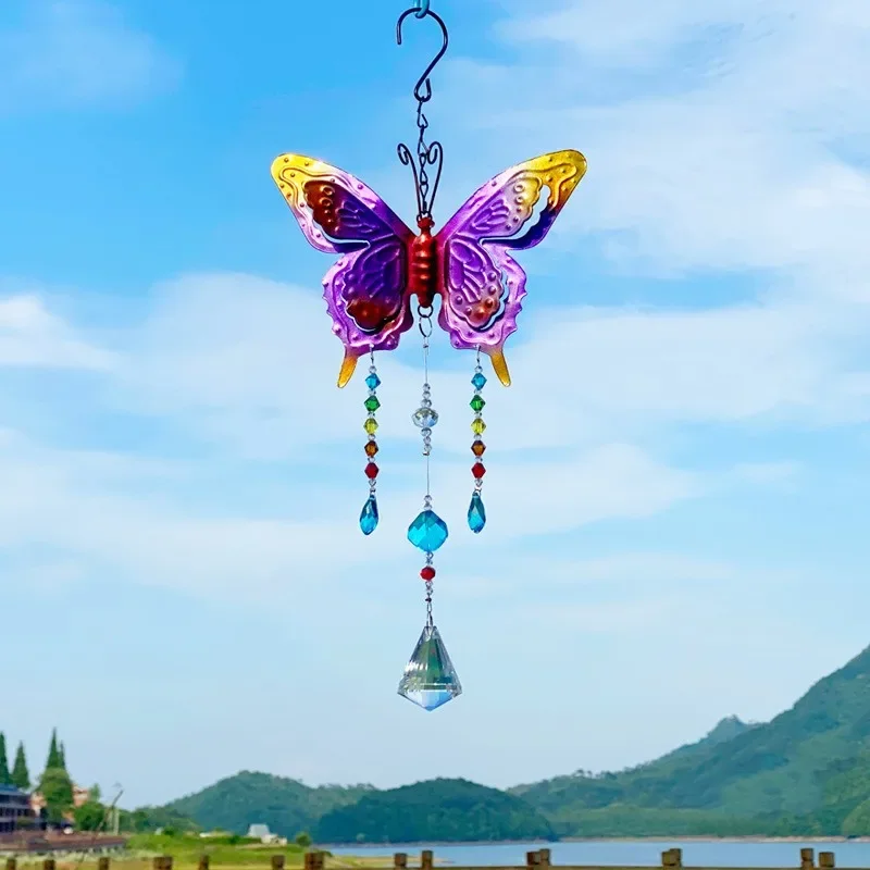 Suncatcher Dragonfly Butterfly Crystal Stained Glass Window Hanging Prism Sun Catcher Garden Indoor Outdoor Wall Art Decoration