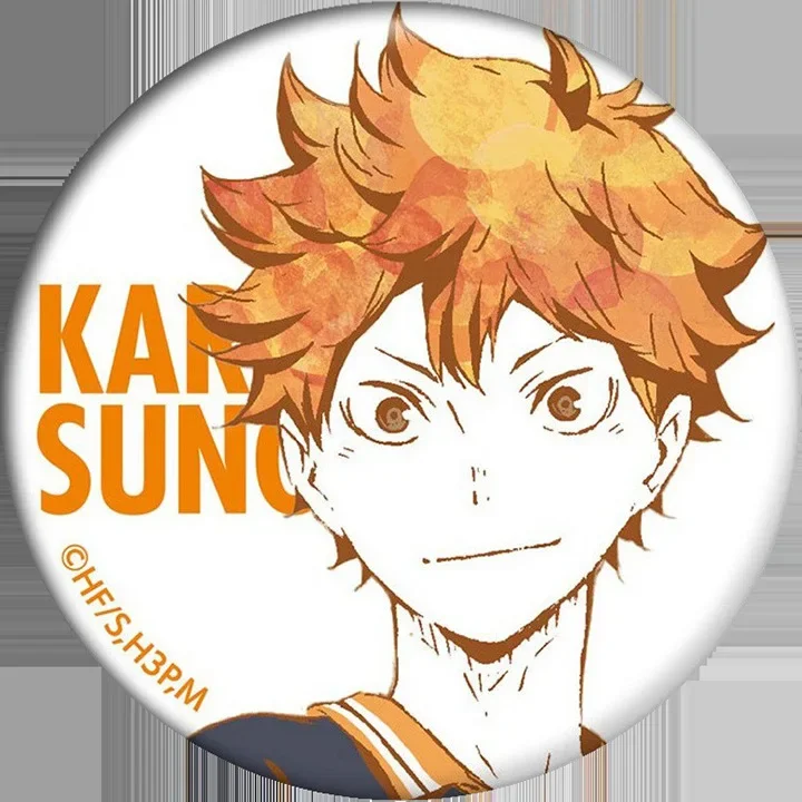 5.8cm Anime Figure Shoyo Hinata Tobio Kageyama Daichi Sawamura Anime Exquisite Round Brooches Hot Selling Badge Collar Ornament