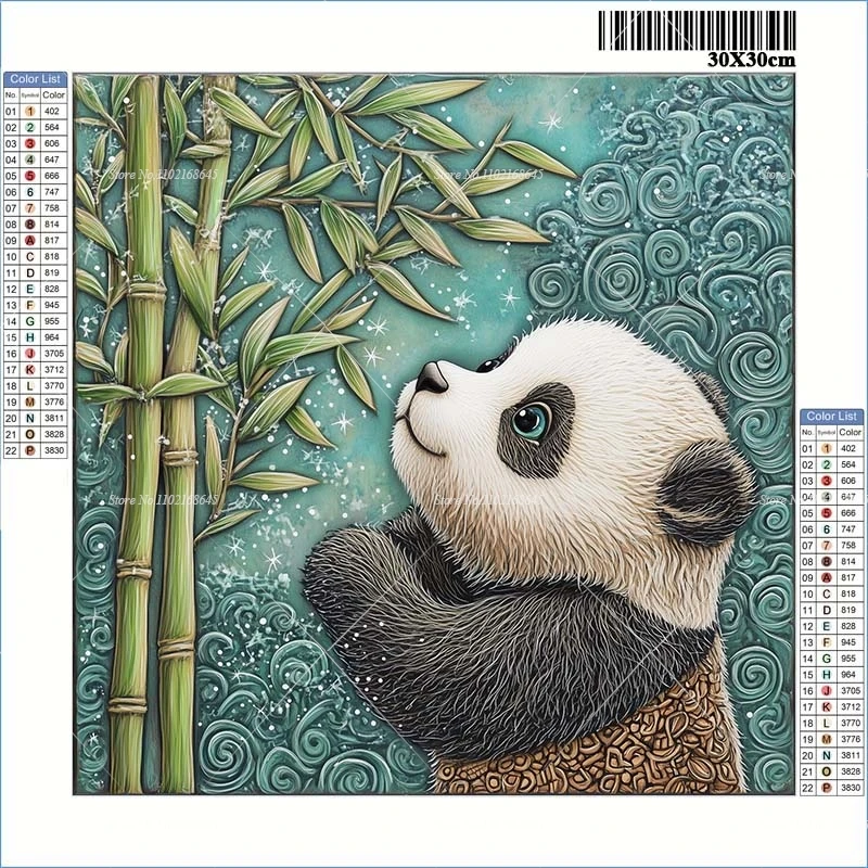 New Arrivals Diamond Paintings Kit Animal Panda Bamboo Drawing With Diamond Arts And Crafts Cross Stitch Handmade Kid Gift 30X30