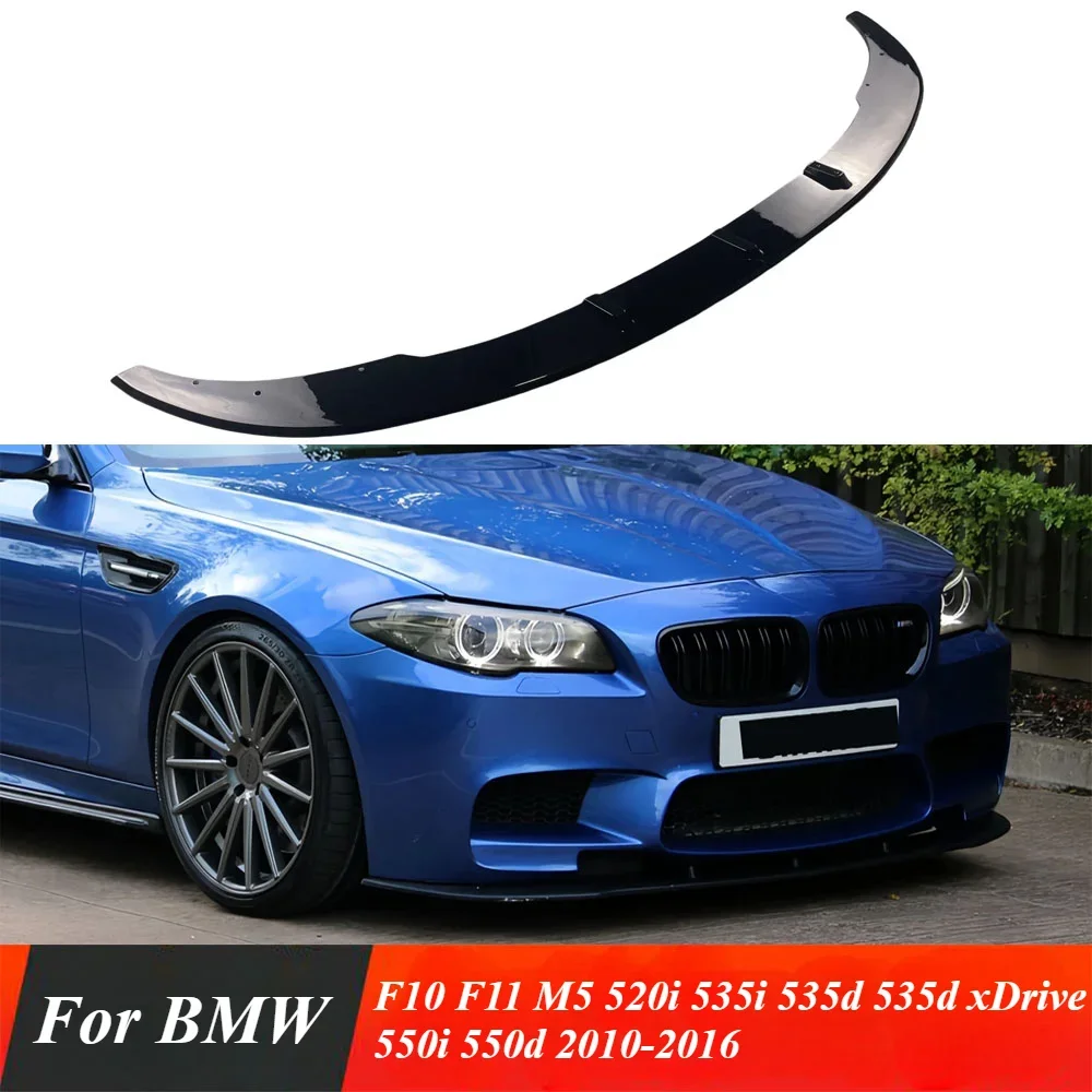 

New！For BMW F10 F11 M5 520i 535i 535d 535d xDrive 550i 550d 2010-2016 Accessories Gloss Black Car Front Bumper Lip Spoiler Split