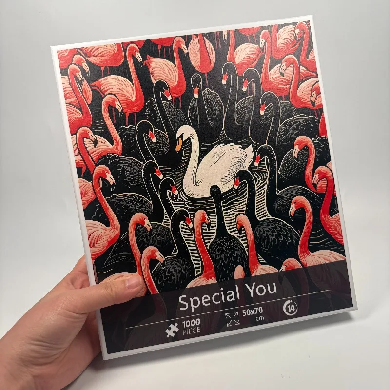 Adult Swan Jigsaw-1 Box of 1000 White Card Adult Jigsaw Puzzles, Special Swan 70x50cm 27.6x19.7 Inches, Best Christmas Gifts