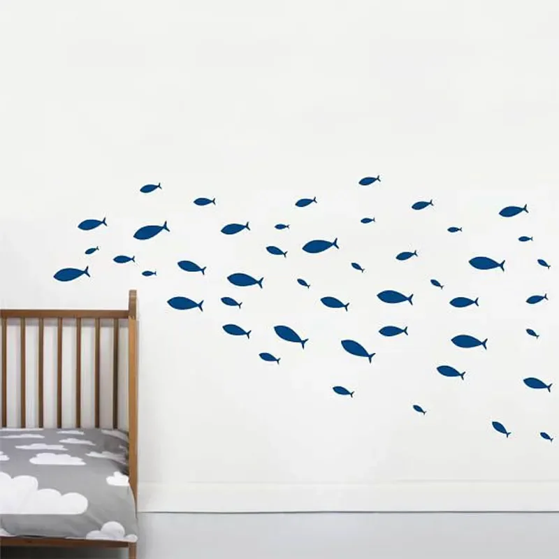 

The Flock Of Fish Sea Bath Wall Fishes Bath Decals Interior Home Decor Wall Stickers Waterproof Mural Art E819