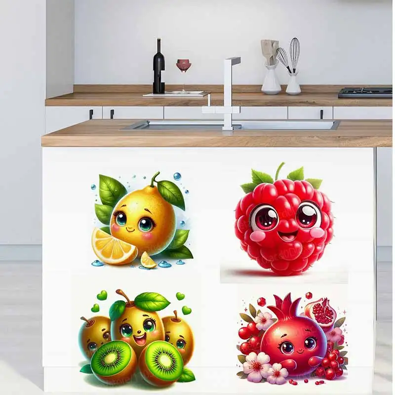 Cute Fruit Emoji Wall Stickers Decal Decorations for Living Room Cabinet Fridge Home Decor Adhesive Stickers AA451