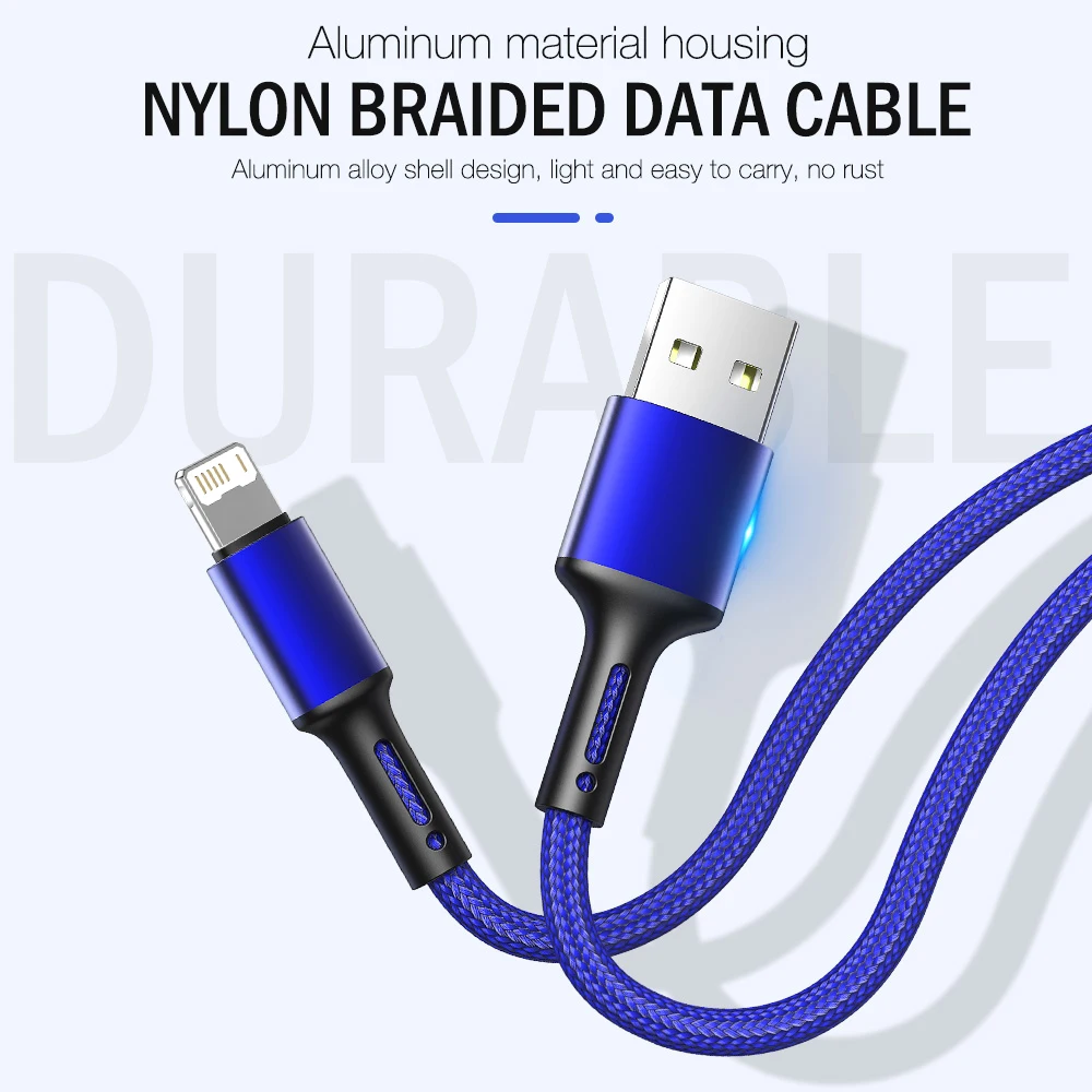 Fast Charging USB Charger Cable For iPhone 14 13 12 11 Pro Max Xs X SE 6 7 8 Plus iPad braid Origin Lead 3m Data Long Wire Cord